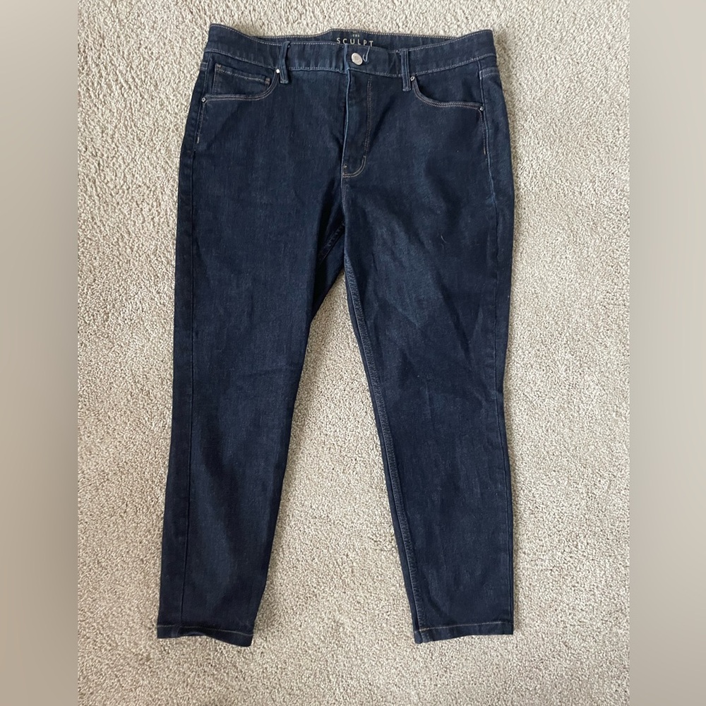White House Black Market High-Rise Sculpt Skinny Ankle Jeans dark wash EUC 14P
